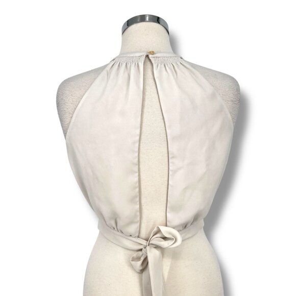 Wilfred Aritzia Patrice Halter Cut Out Tie Back Crop Top Ivory Size Small - Picture 5 of 12
